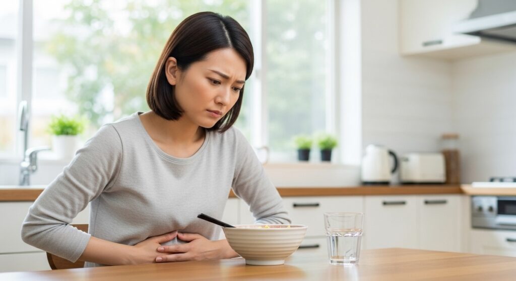 お腹に違和感を感じる女性