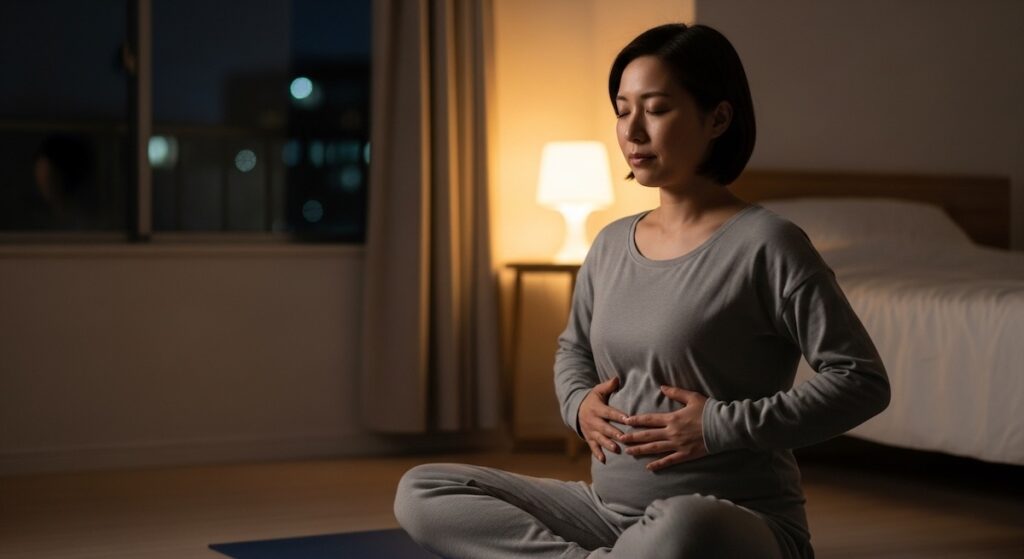 深呼吸する女性