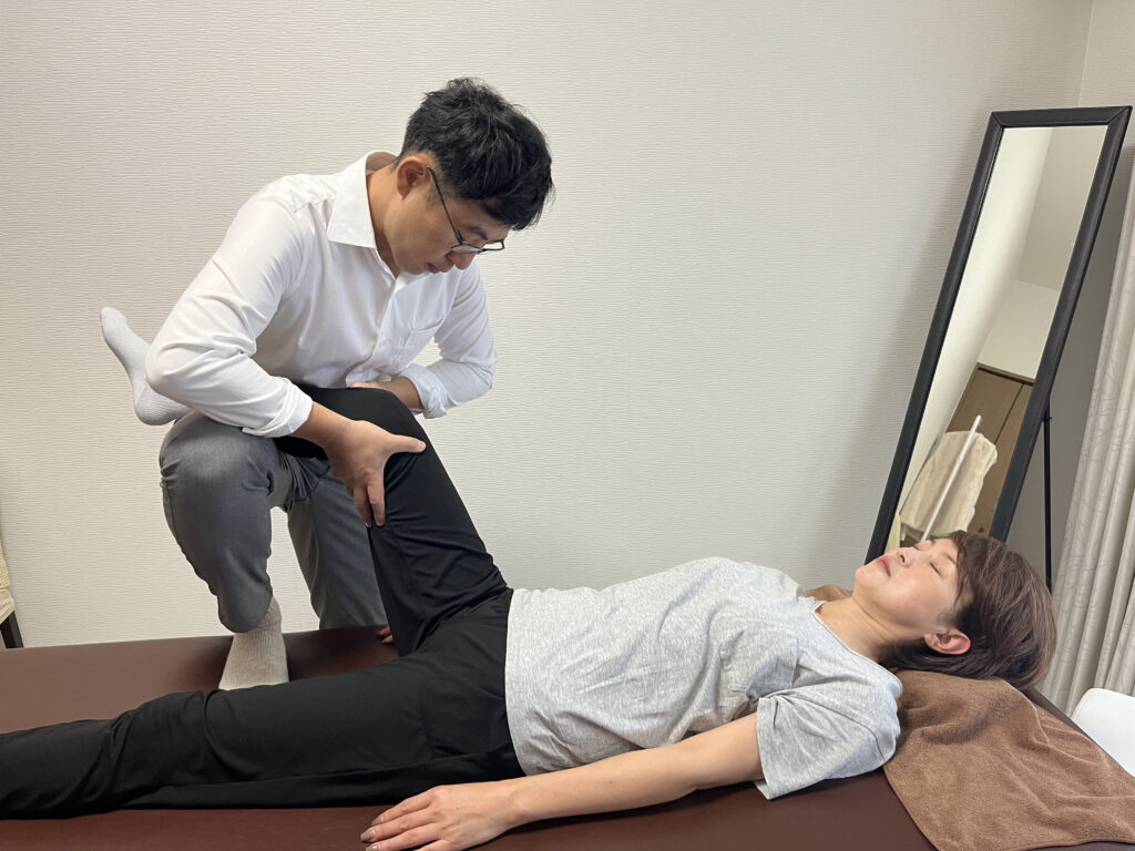 吹田江坂O脚矯正の様子