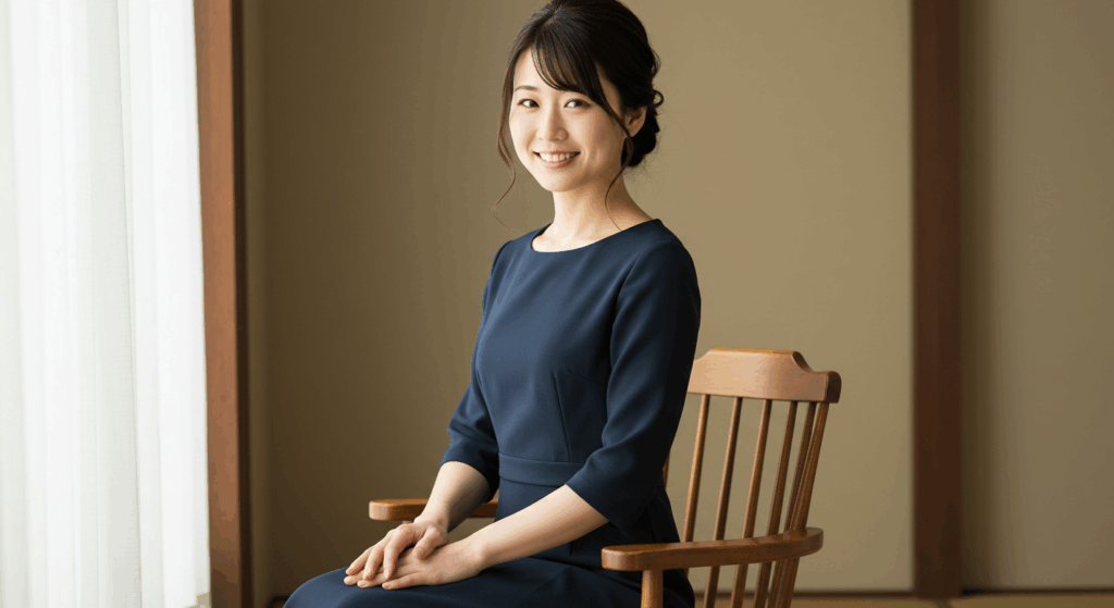 正しい姿勢で座る女性