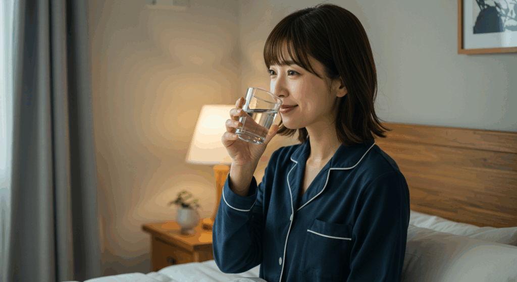 水を飲む女性