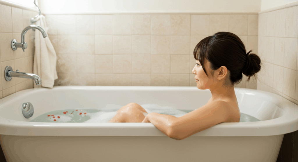 湯船に浸かる女性