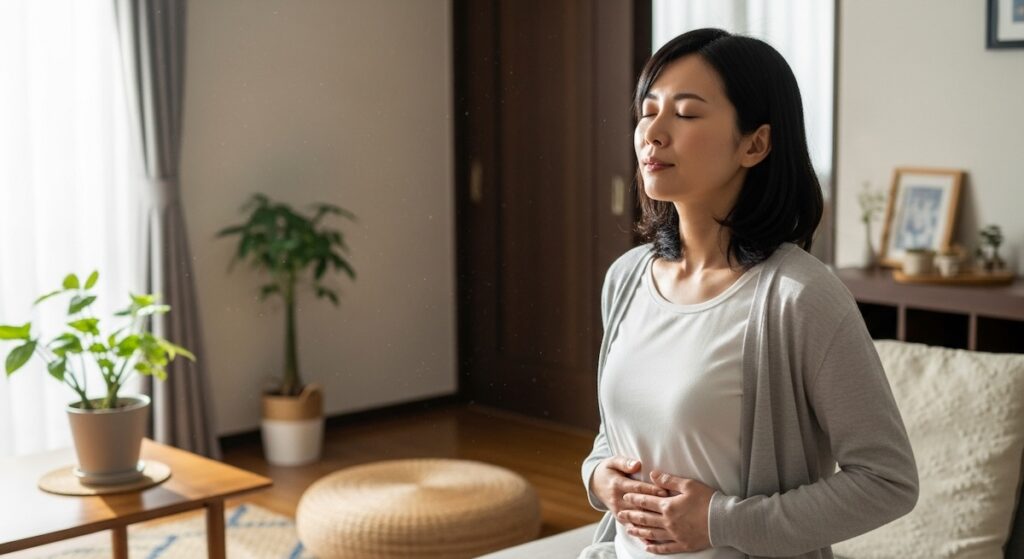 深呼吸をする女性