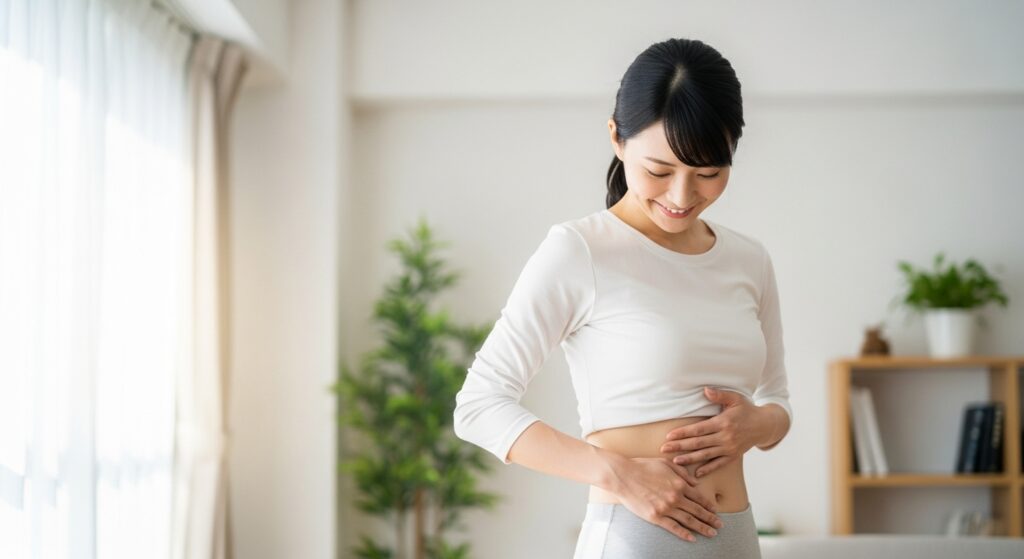 お腹が痩せた女性