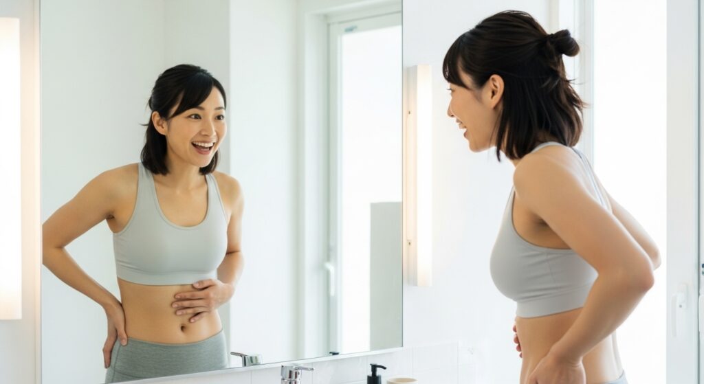 お腹スッキリの女性