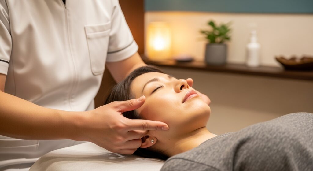 小顔矯正を受ける女性