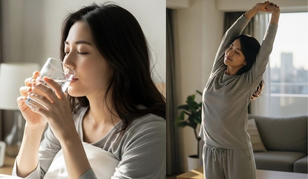 白湯飲みと背伸び