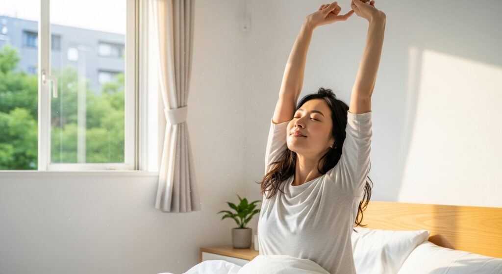 目覚めが良い女性